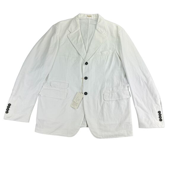 Massimo Alba Mens Cotton Cashmere Garment-Dyed Suit Jacket White 54 (US 44)